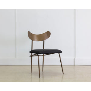 Gibbons Dining Chair - Antique Brass - Charcoal Black Leather