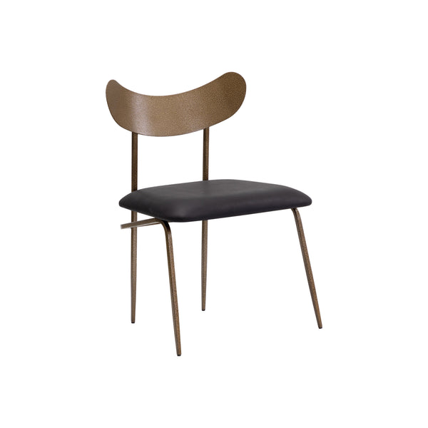 Gibbons Dining Chair - Antique Brass - Charcoal Black Leather