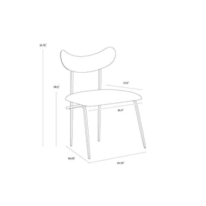 Gibbons Dining Chair - Antique Brass - Charcoal Black Leather