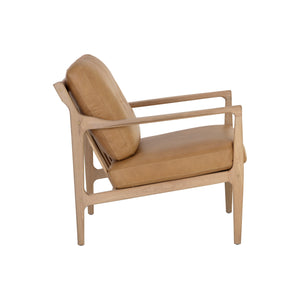 Gilmore Lounge Chair - Light Oak - Sahara Camel Leather