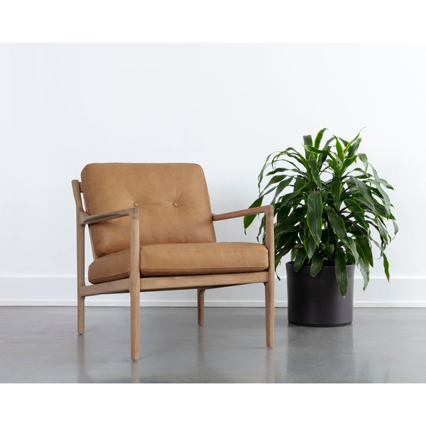 Gilmore Lounge Chair - Light Oak - Sahara Camel Leather
