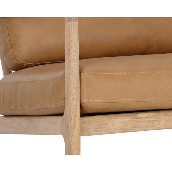 Gilmore Lounge Chair - Light Oak - Sahara Camel Leather