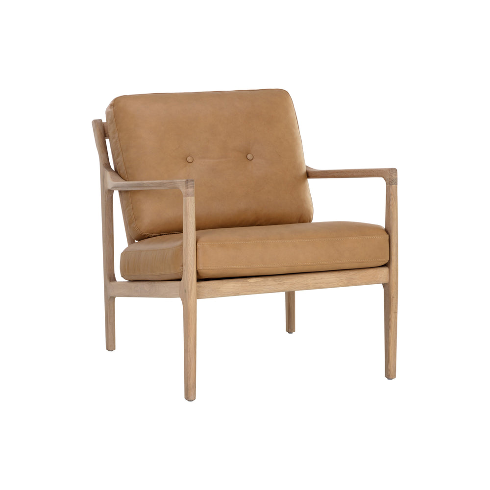 Gilmore Lounge Chair - Light Oak - Sahara Camel Leather