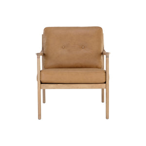 Gilmore Lounge Chair - Light Oak - Sahara Camel Leather