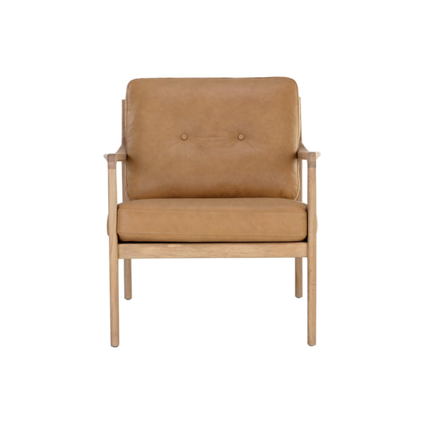 Gilmore Lounge Chair - Light Oak - Sahara Camel Leather