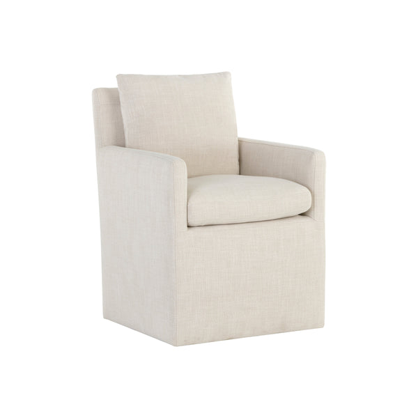 Glenrose Wheeled Dining Armchair - Effie Linen