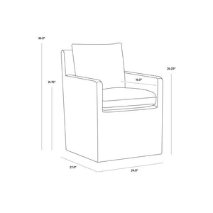 Glenrose Wheeled Dining Armchair - Effie Smoke