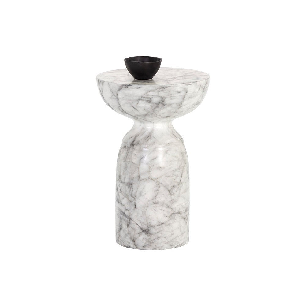Goya End Table - Marble Look - White