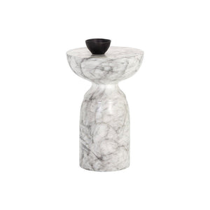Goya End Table - Marble Look - White
