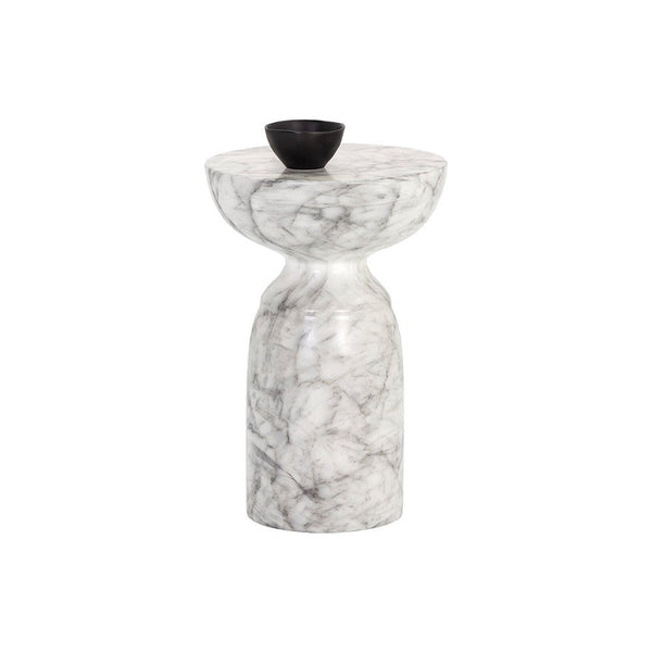 Goya End Table - Marble Look - White