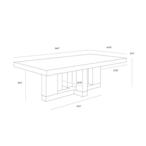 Greco Dining Table - Gauntlet Grey - 94.5"