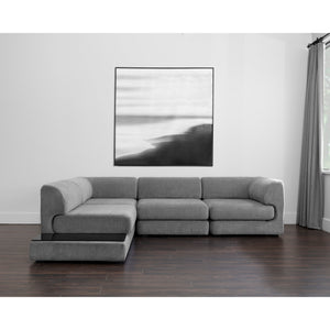 Harmony Modular Armless Chair Left Shelf - Danny Dark Grey