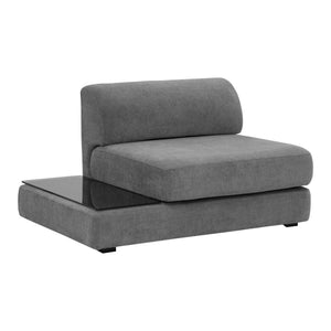 Harmony Modular Armless Chair Left Shelf - Danny Dark Grey