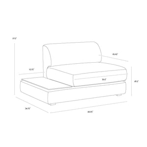 Harmony Modular Armless Chair Left Shelf - Danny Dark Grey