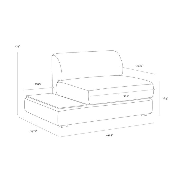 Harmony Modular Armless Chair Left Shelf - Danny Dark Grey