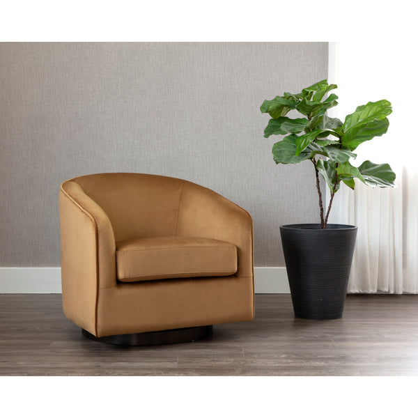 Hazel Swivel Lounge Chair - Dark Bronze - Gold Sky