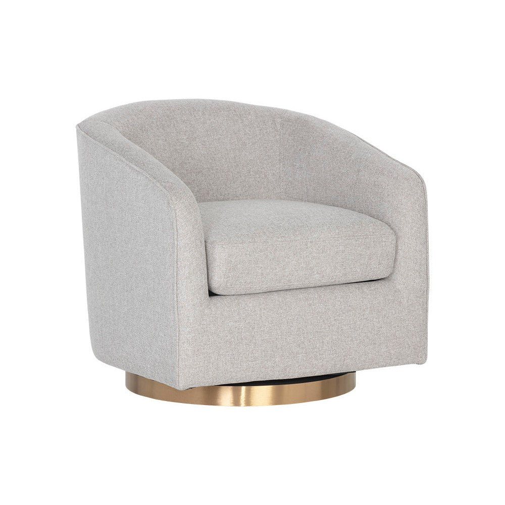 Hazel Swivel Lounge Chair - Gold - Belfast Heather Grey