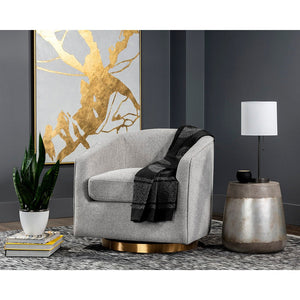 Hazel Swivel Lounge Chair - Gold - Belfast Heather Grey