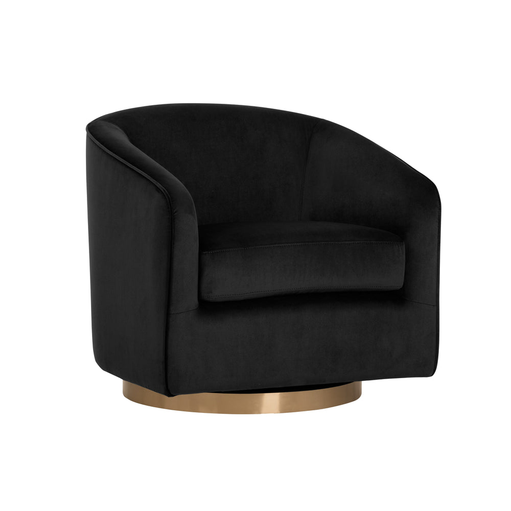 Hazel Swivel Lounge Chair - Gold - Black Sky