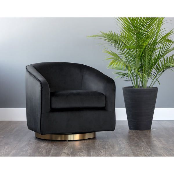 Hazel Swivel Lounge Chair - Gold - Black Sky