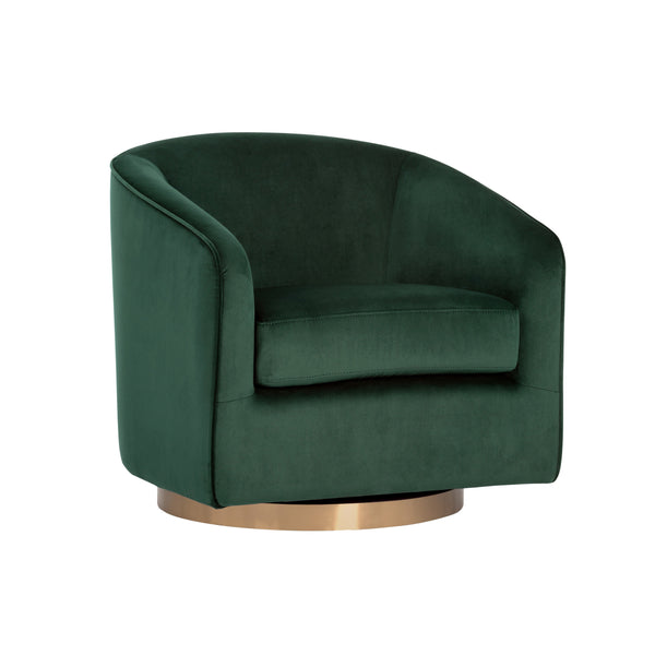 Hazel Swivel Lounge Chair - Gold - Deep Green Sky