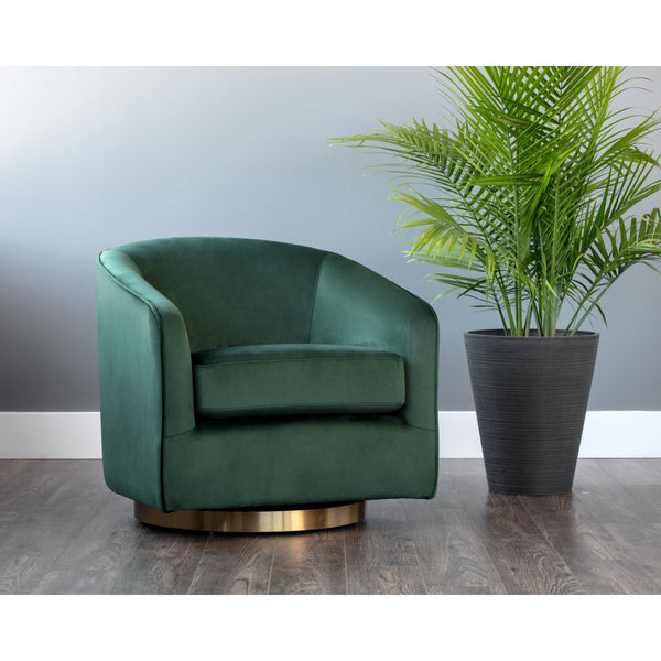 Hazel Swivel Lounge Chair - Gold - Deep Green Sky