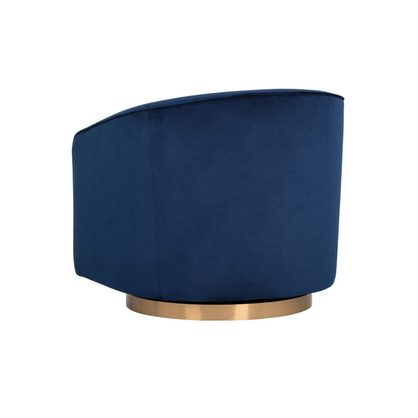 Hazel Swivel Lounge Chair - Gold - Navy Blue Sky