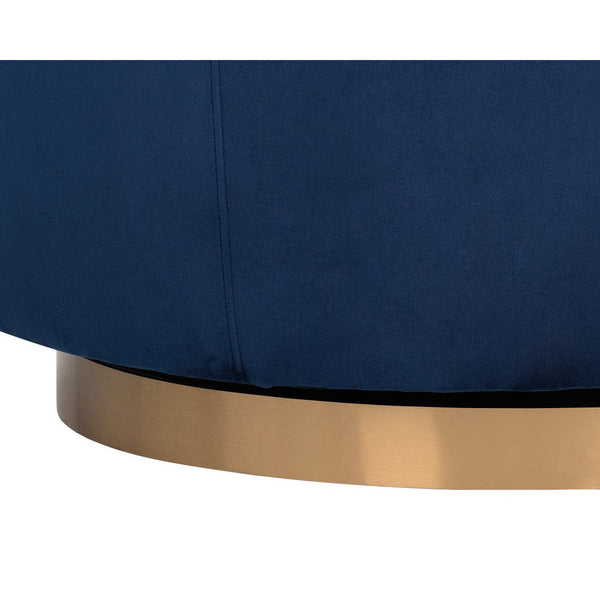 Hazel Swivel Lounge Chair - Gold - Navy Blue Sky