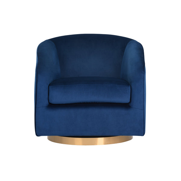 Hazel Swivel Lounge Chair - Gold - Navy Blue Sky