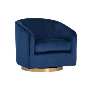 Hazel Swivel Lounge Chair - Gold - Navy Blue Sky