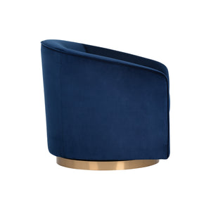 Hazel Swivel Lounge Chair - Gold - Navy Blue Sky