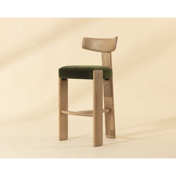 Horton Barstool - Rustic Oak - Forest Green