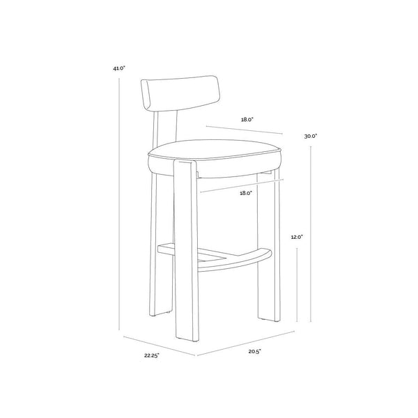 Horton Barstool - Rustic Oak - Forest Green