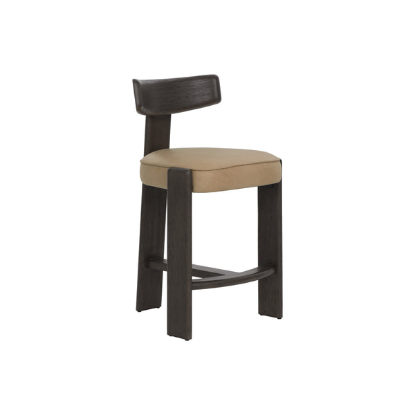 Horton Counter Stool - Dark Brown - Sahara Sand Leather