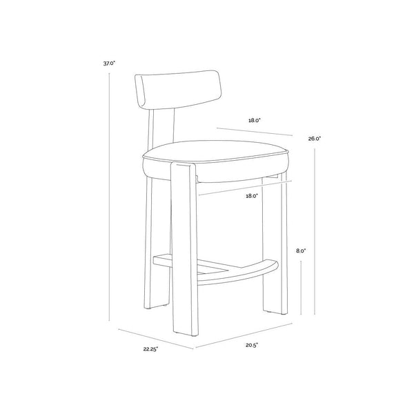 Horton Counter Stool - Dark Brown - Sahara Sand Leather