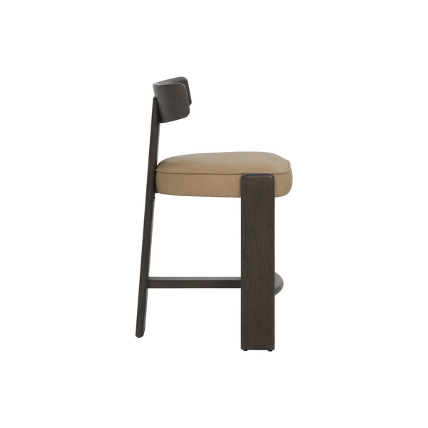 Horton Counter Stool - Dark Brown - Sahara Sand Leather
