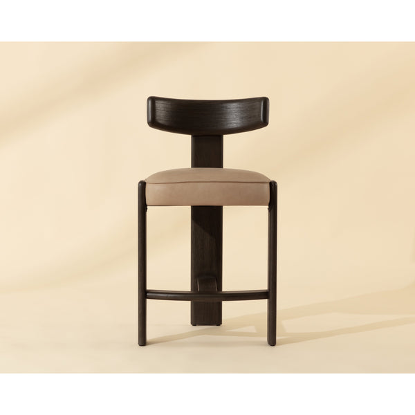 Horton Counter Stool - Dark Brown - Sahara Sand Leather