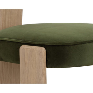 Horton Dining Chair - Rustic Oak - Forest Green