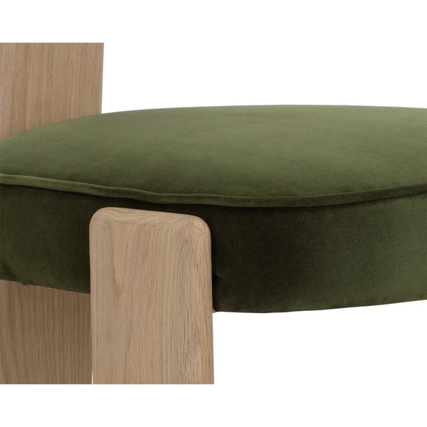 Horton Dining Chair - Rustic Oak - Forest Green