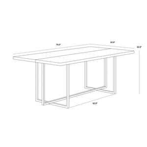 Jade Dining Table - Antique Brass - Dark Mango - 79"