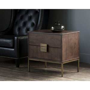 Jade Nightstand - Antique Brass - Dark Mango