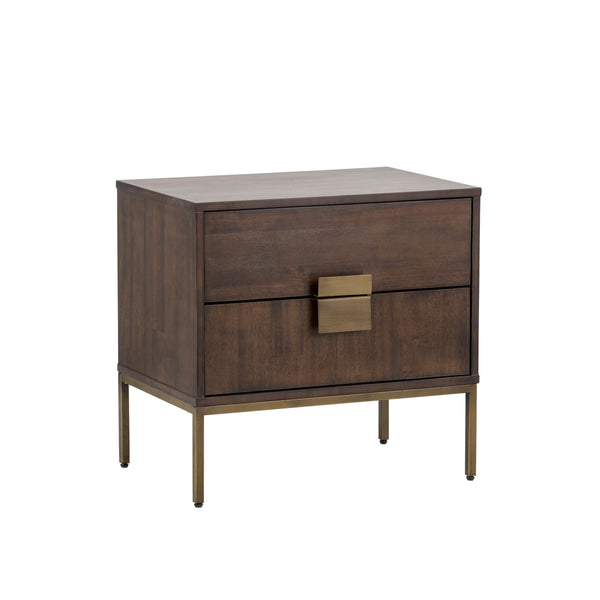 Jade Nightstand - Antique Brass - Dark Mango