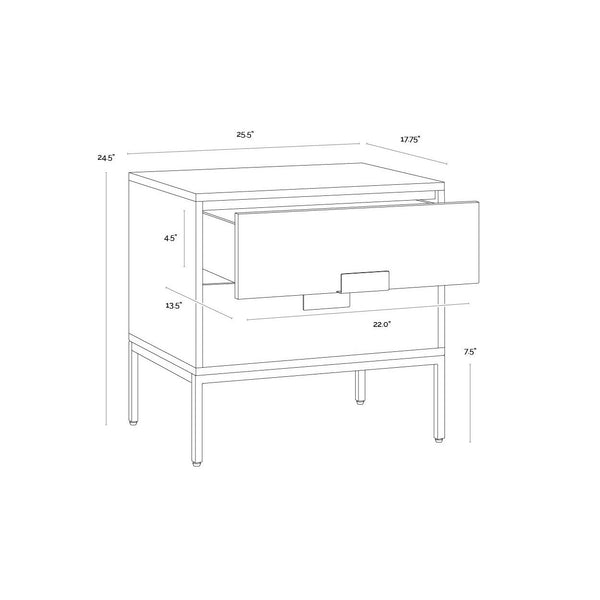 Jade Nightstand - Antique Brass - Dark Mango