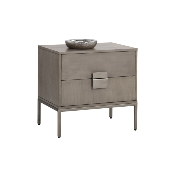 Jade Nightstand - Antique Silver - Ash Grey