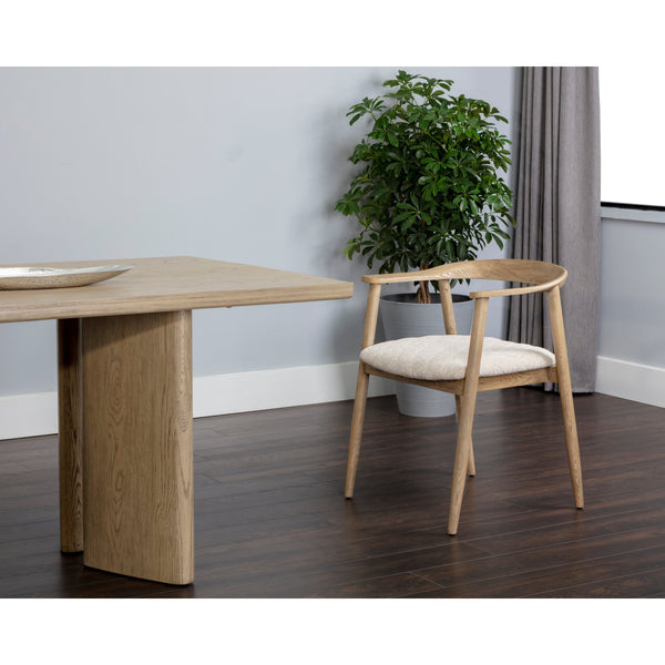 Jeremy Dining Armchair - Weathered Oak - Dove Cream