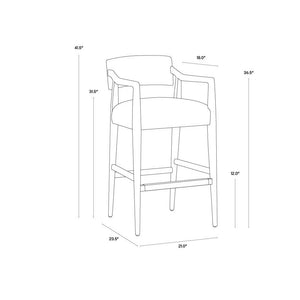 Keagan Barstool - Saloon Light Grey Leather