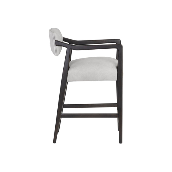 Keagan Counter Stool - Saloon Light Grey Leather