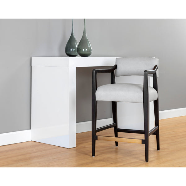 Keagan Counter Stool - Saloon Light Grey Leather
