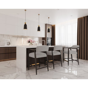 Keagan Counter Stool - Saloon Light Grey Leather