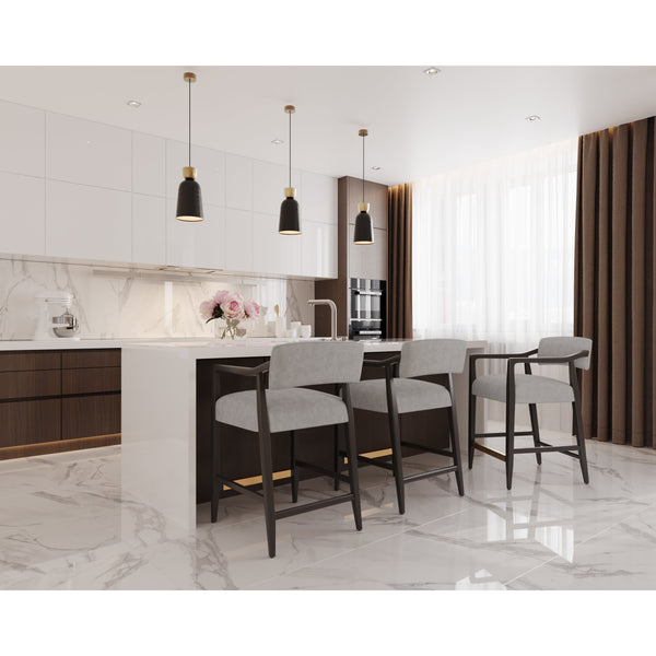 Keagan Counter Stool - Saloon Light Grey Leather